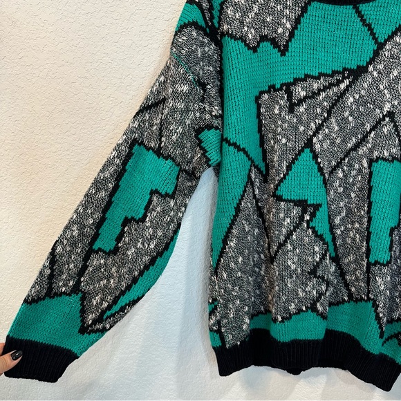 Vintage Sam & Max Abstract Green Sweater - Picture 3 of 10